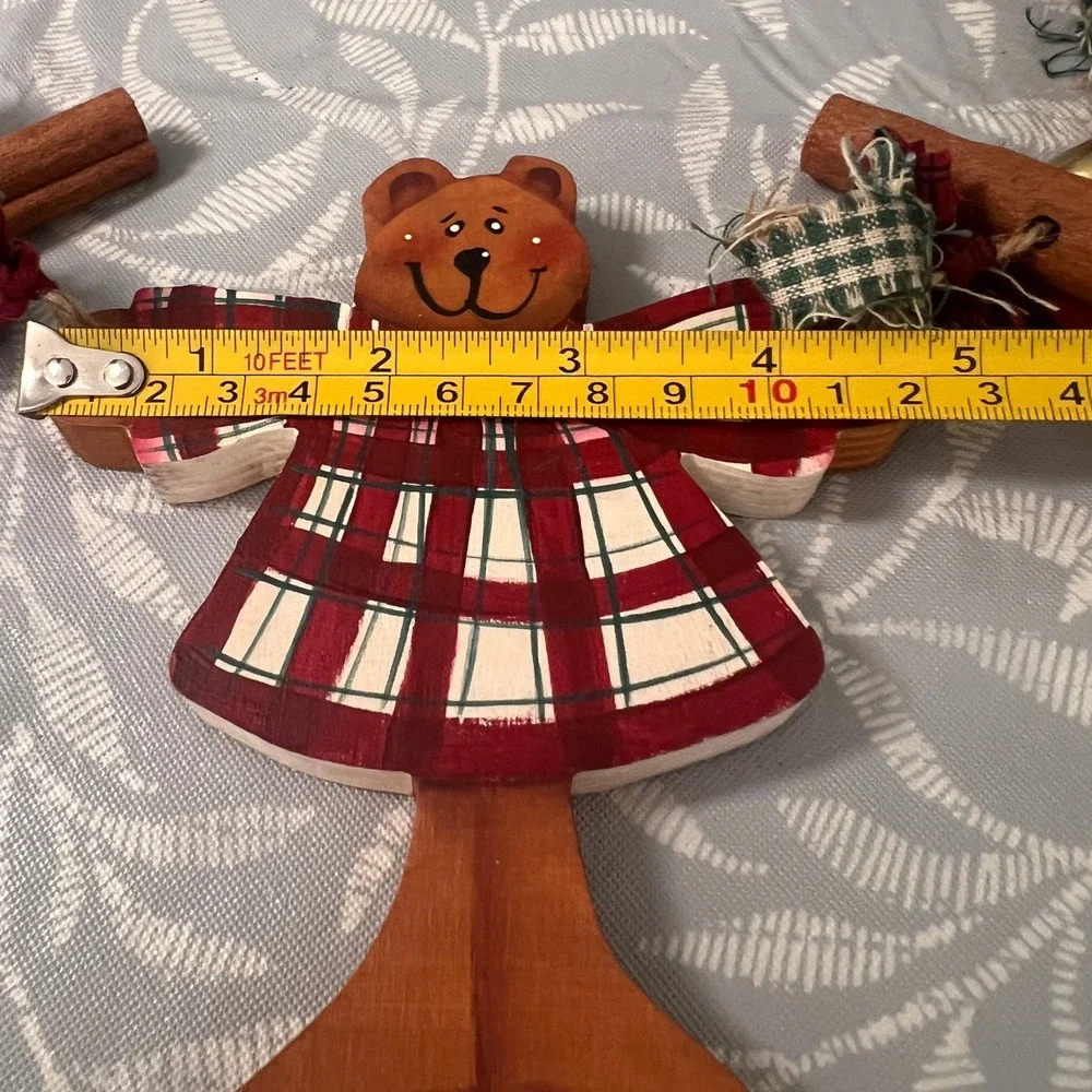 Vintage Rustic Christmas Garland Wooden Teddy Bear Gingerbread Cinnamon Sticks